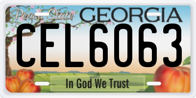 GA license plate CEL6063