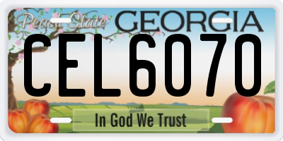 GA license plate CEL6070