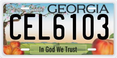 GA license plate CEL6103