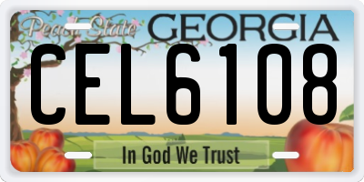GA license plate CEL6108