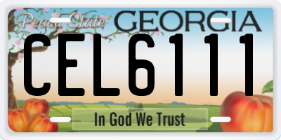 GA license plate CEL6111