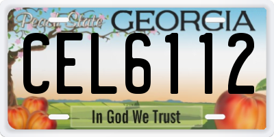 GA license plate CEL6112