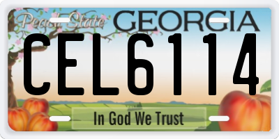 GA license plate CEL6114