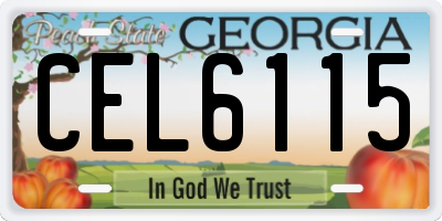 GA license plate CEL6115