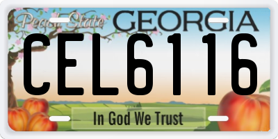 GA license plate CEL6116