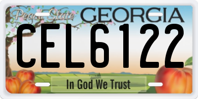 GA license plate CEL6122