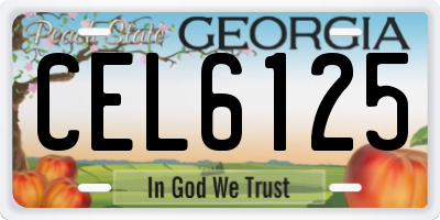 GA license plate CEL6125