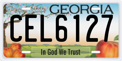 GA license plate CEL6127