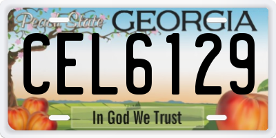 GA license plate CEL6129