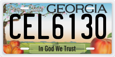 GA license plate CEL6130