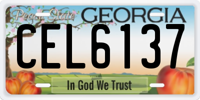 GA license plate CEL6137