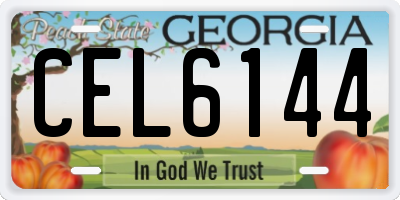 GA license plate CEL6144