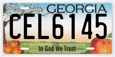 GA license plate CEL6145