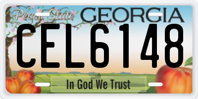 GA license plate CEL6148