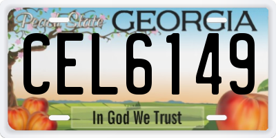 GA license plate CEL6149