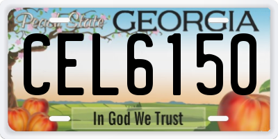GA license plate CEL6150