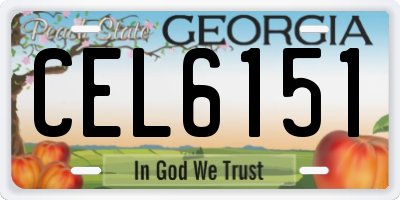 GA license plate CEL6151