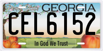 GA license plate CEL6152