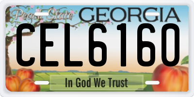 GA license plate CEL6160