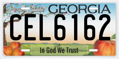 GA license plate CEL6162
