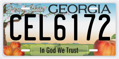 GA license plate CEL6172