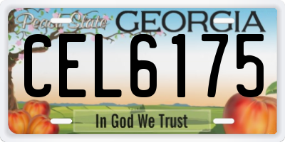 GA license plate CEL6175