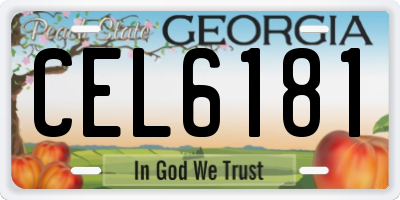 GA license plate CEL6181