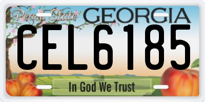 GA license plate CEL6185