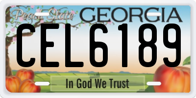 GA license plate CEL6189