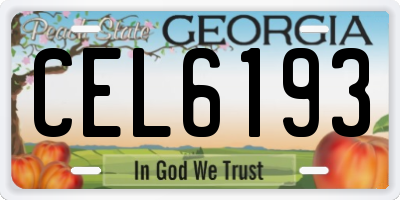 GA license plate CEL6193
