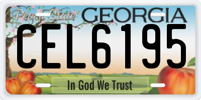 GA license plate CEL6195