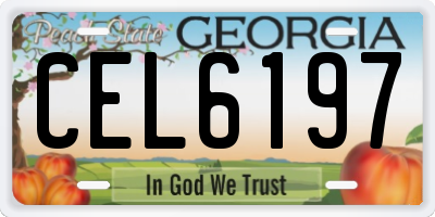 GA license plate CEL6197