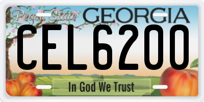 GA license plate CEL6200