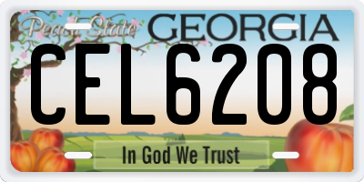 GA license plate CEL6208