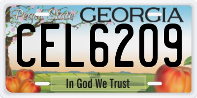 GA license plate CEL6209