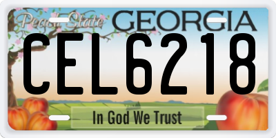 GA license plate CEL6218