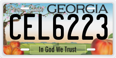 GA license plate CEL6223