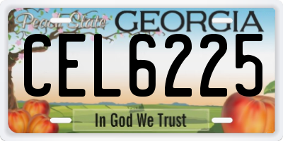 GA license plate CEL6225