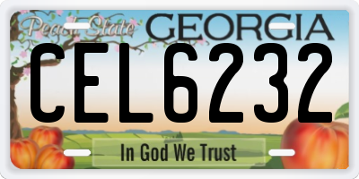 GA license plate CEL6232