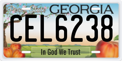 GA license plate CEL6238