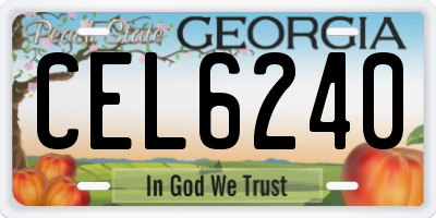 GA license plate CEL6240