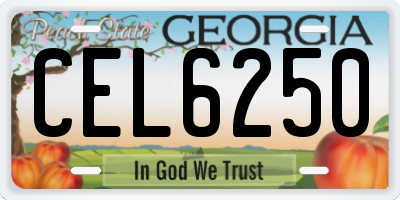 GA license plate CEL6250