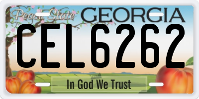 GA license plate CEL6262