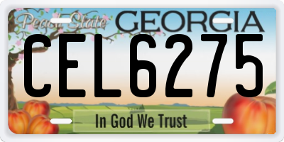 GA license plate CEL6275