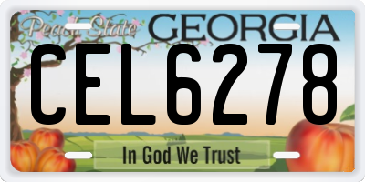 GA license plate CEL6278