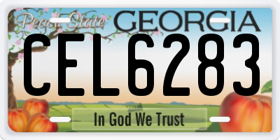 GA license plate CEL6283