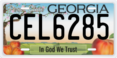 GA license plate CEL6285