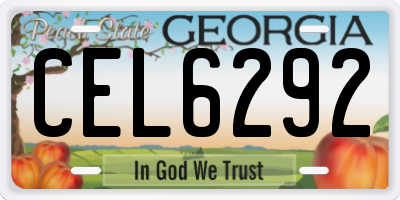 GA license plate CEL6292