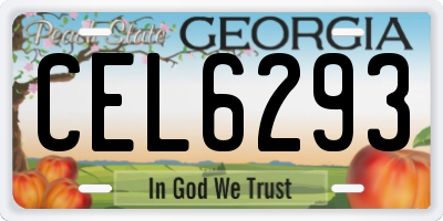 GA license plate CEL6293