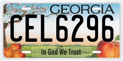 GA license plate CEL6296